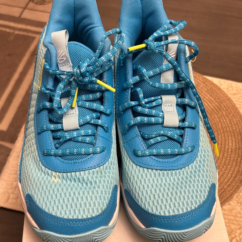 Under Armour Kids Blue Sneakers with Yellow Accents